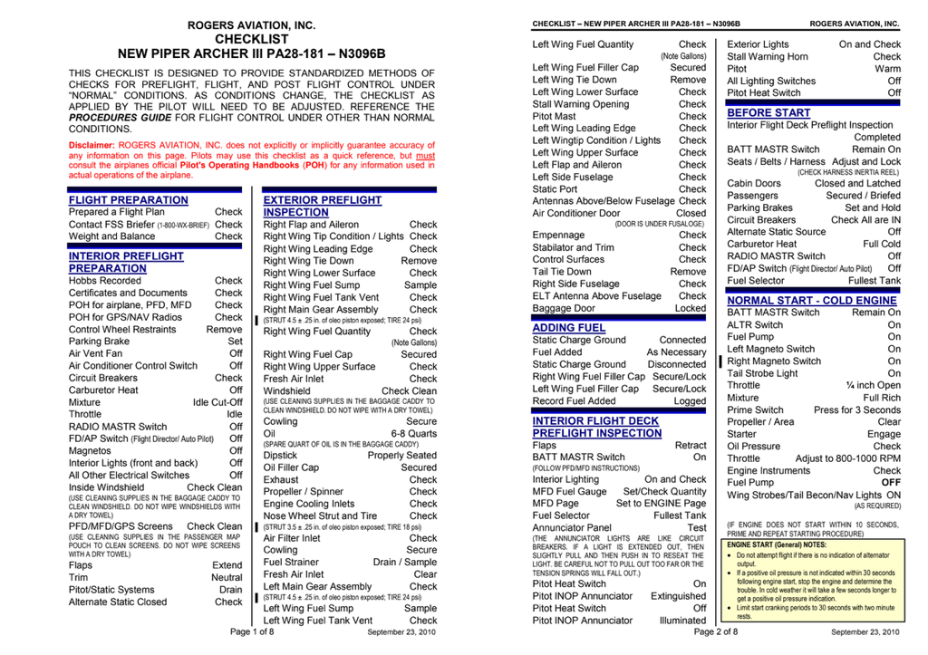 N3096B full checklist
